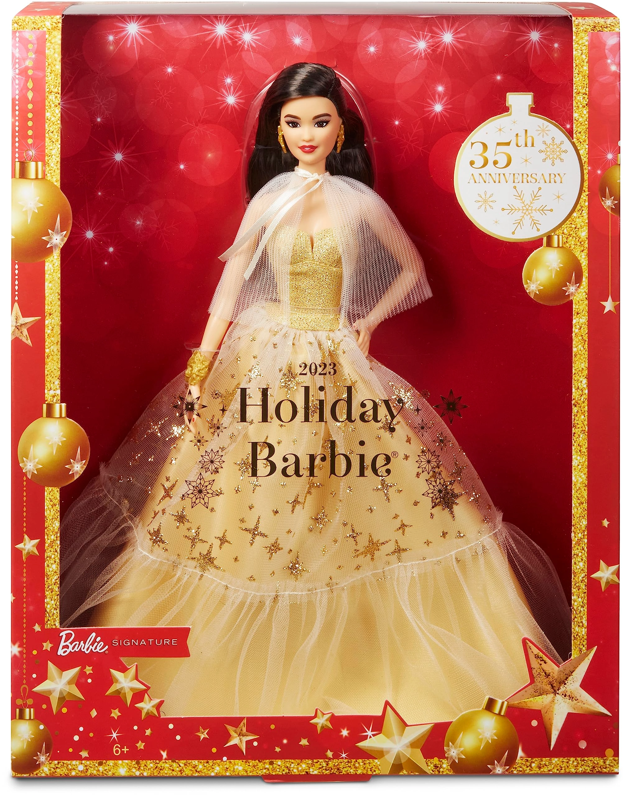 Barbie Holiday Barbie - Black Hair Golden Gown Ages 6+