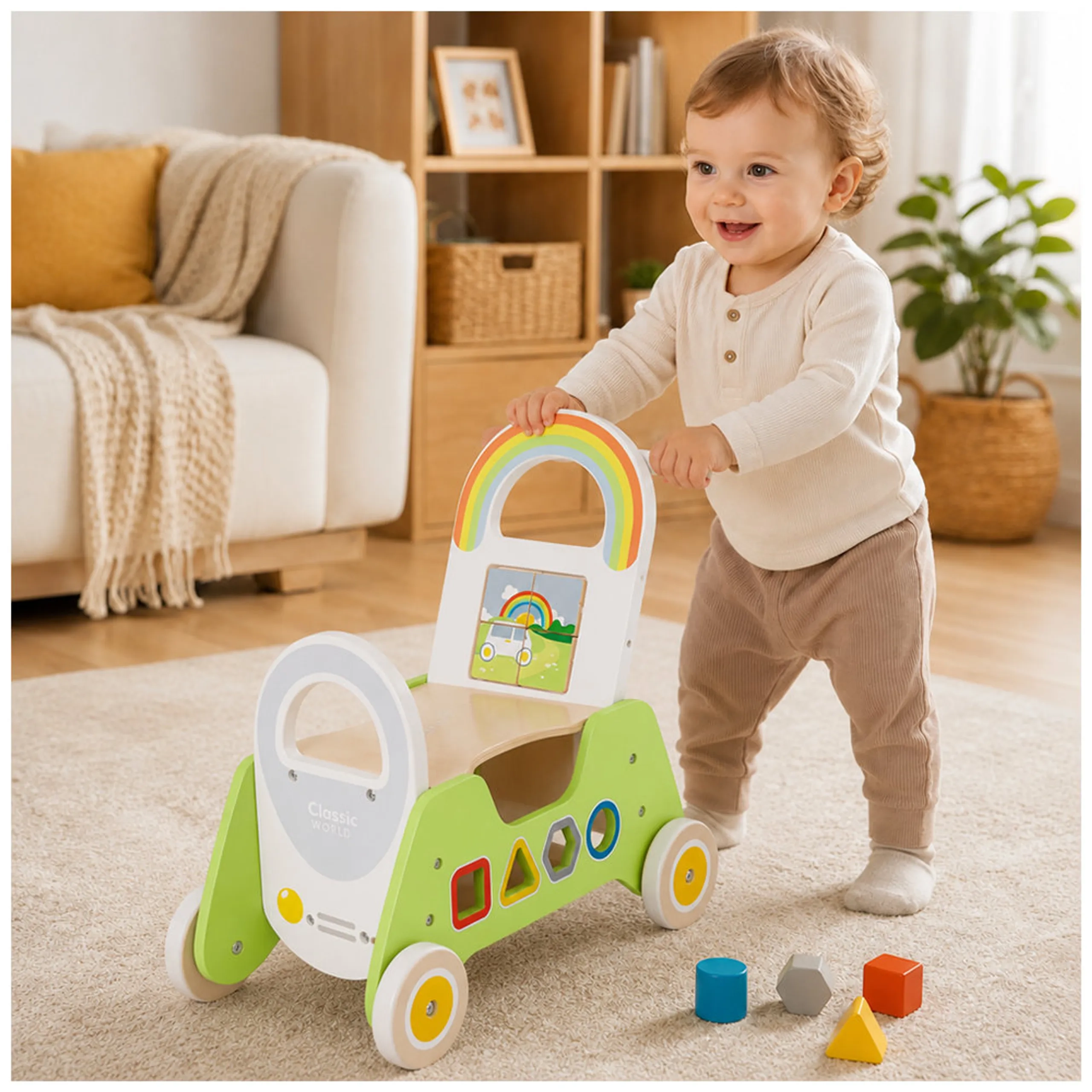 Wooden Rider And Baby Walker - 2-In-1
