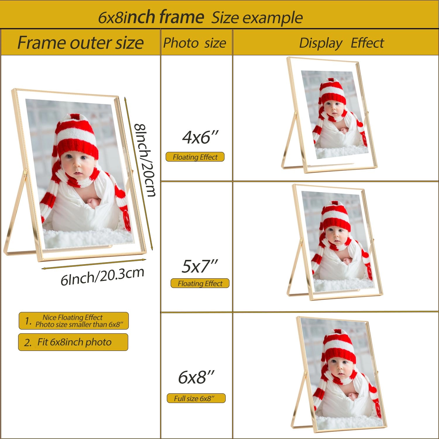 Floating Photo Frame - 6x8'' Set