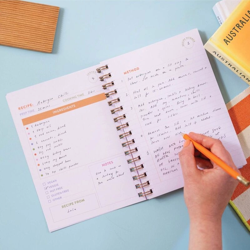 GOOD TUESDAY Cabana Stripe Recipe Journal A5 Spiral - Blank 128 Pages