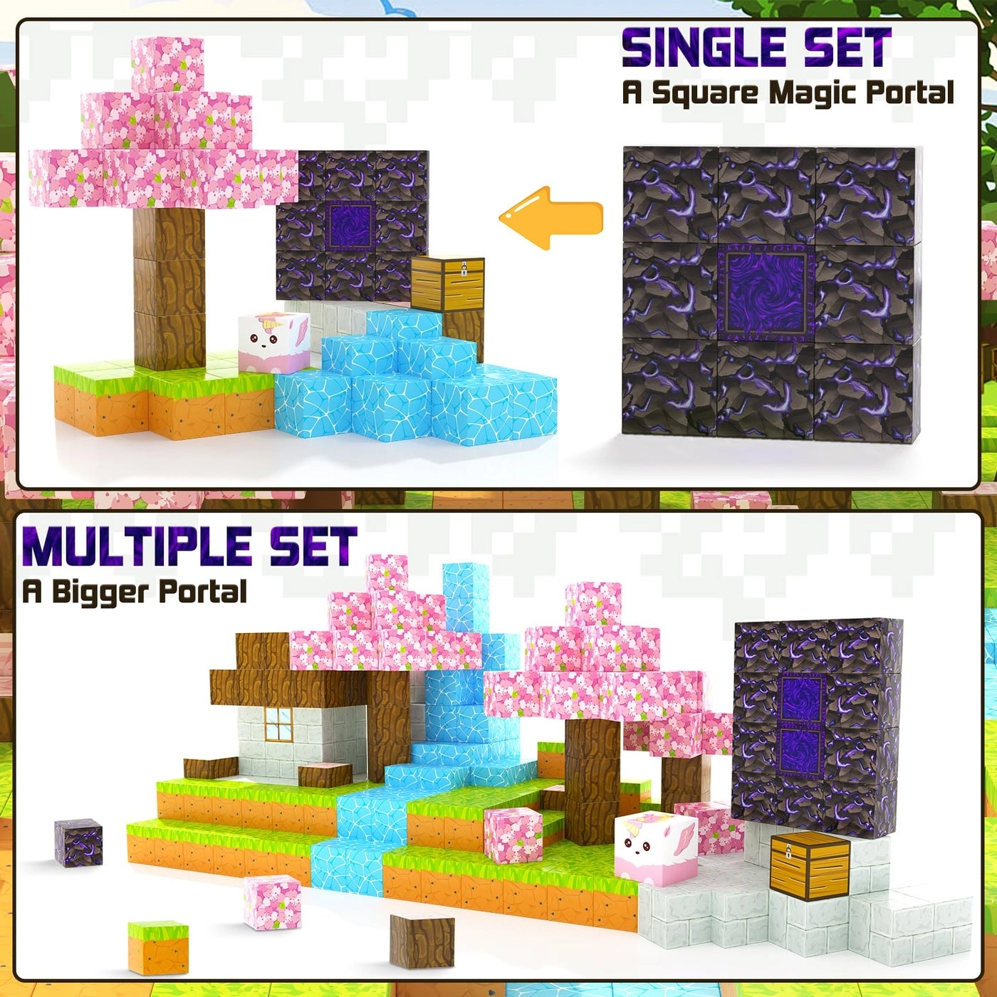 Cherry Blossom Set - Magnetic Blocks Mine World