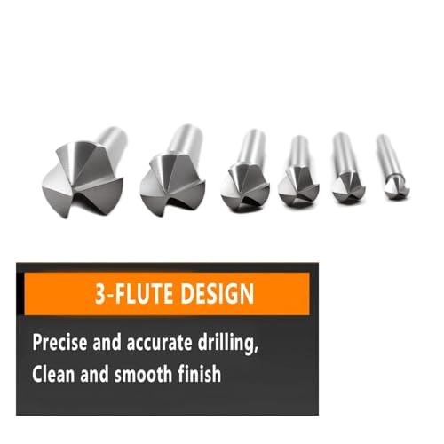Countersink Drill Bit Set - HSS 6pcs 6.3mm 8.3mm 10.4mm 12.4mm 16.5mm 20.5mm
