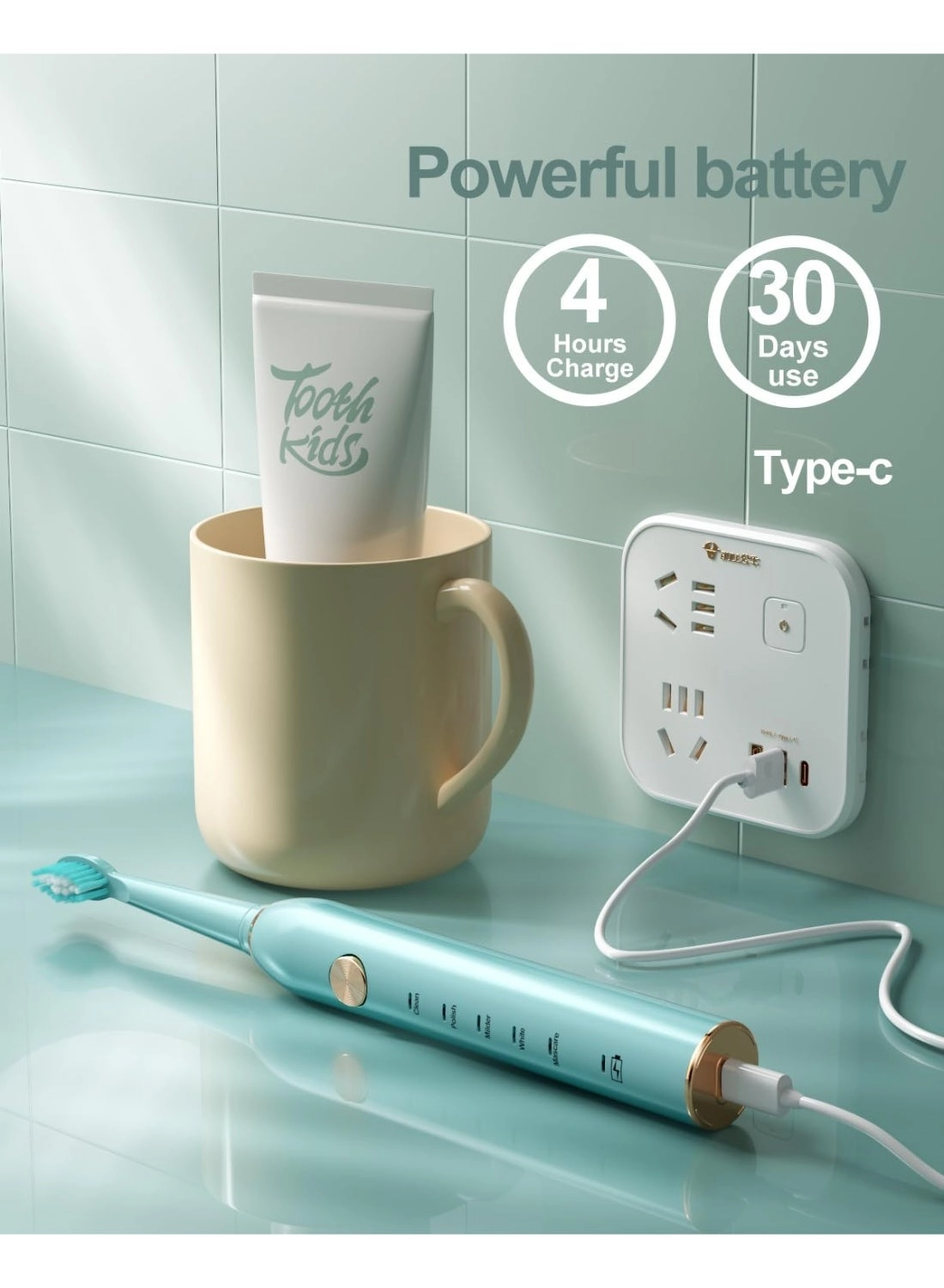electric powerful toothbrush - 8 Brush Heads 31000 stroke/min