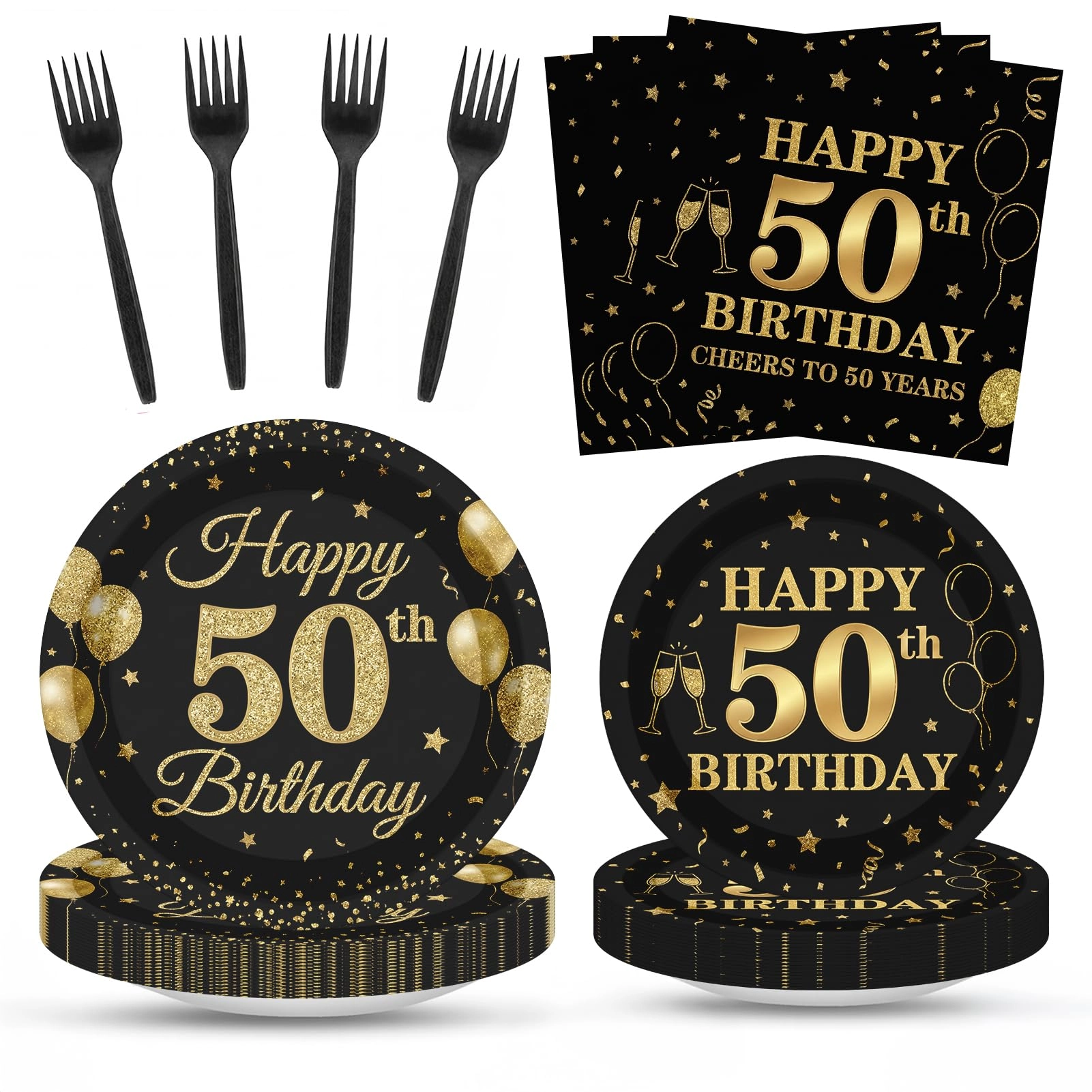 Happy Birthday Party Decorations Tableware Set - 96 Pcs