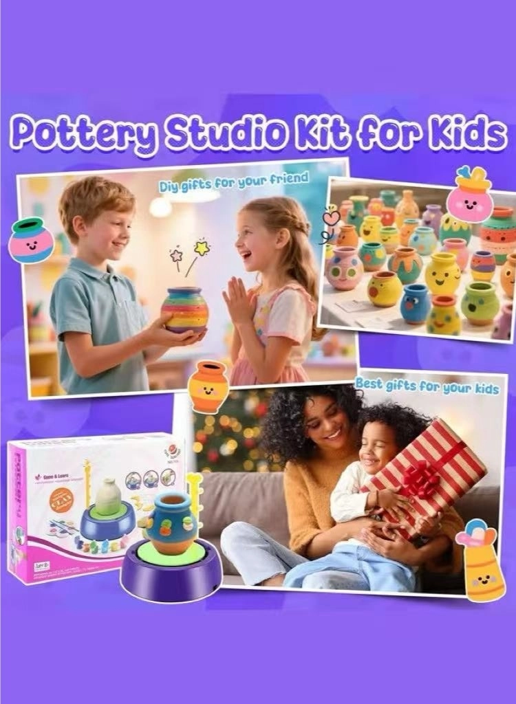 Pottery Wheel - Complete + Painting Kit - for Beginners + Modeling Clay + Sculpting Tools