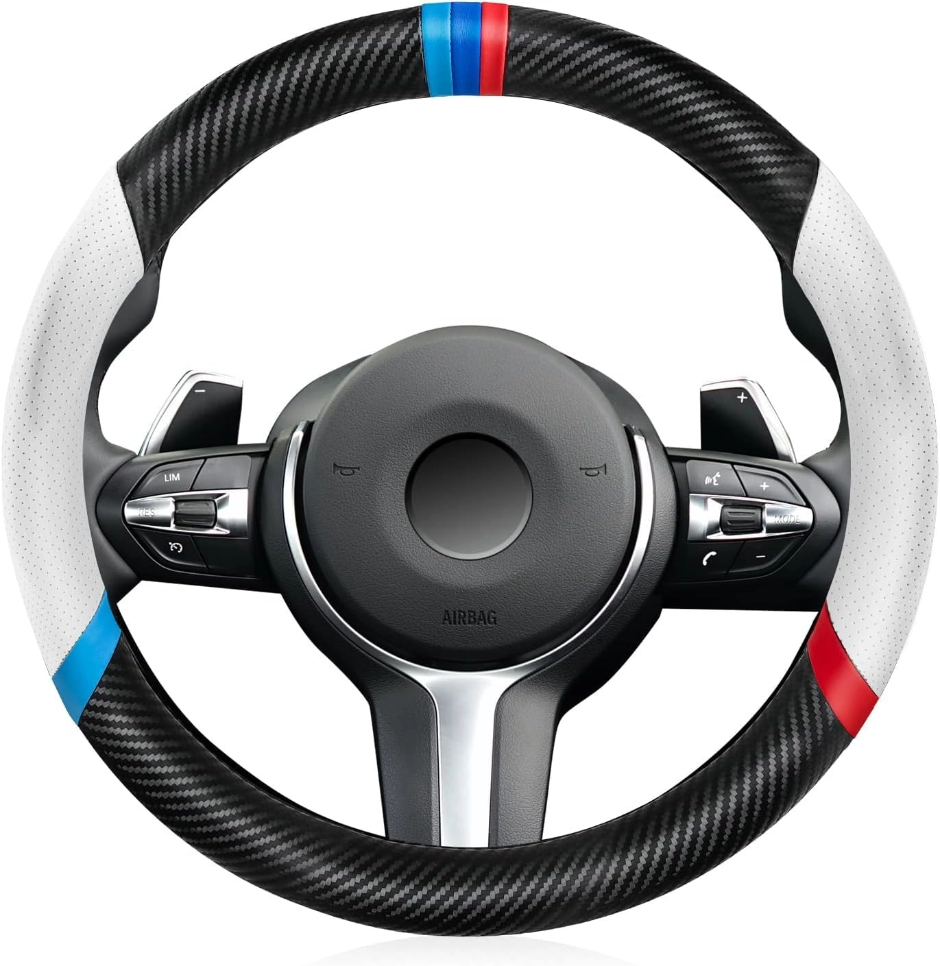 Brikipth Steering Wheel Cover - Universal 15-inch Black Non-Slip