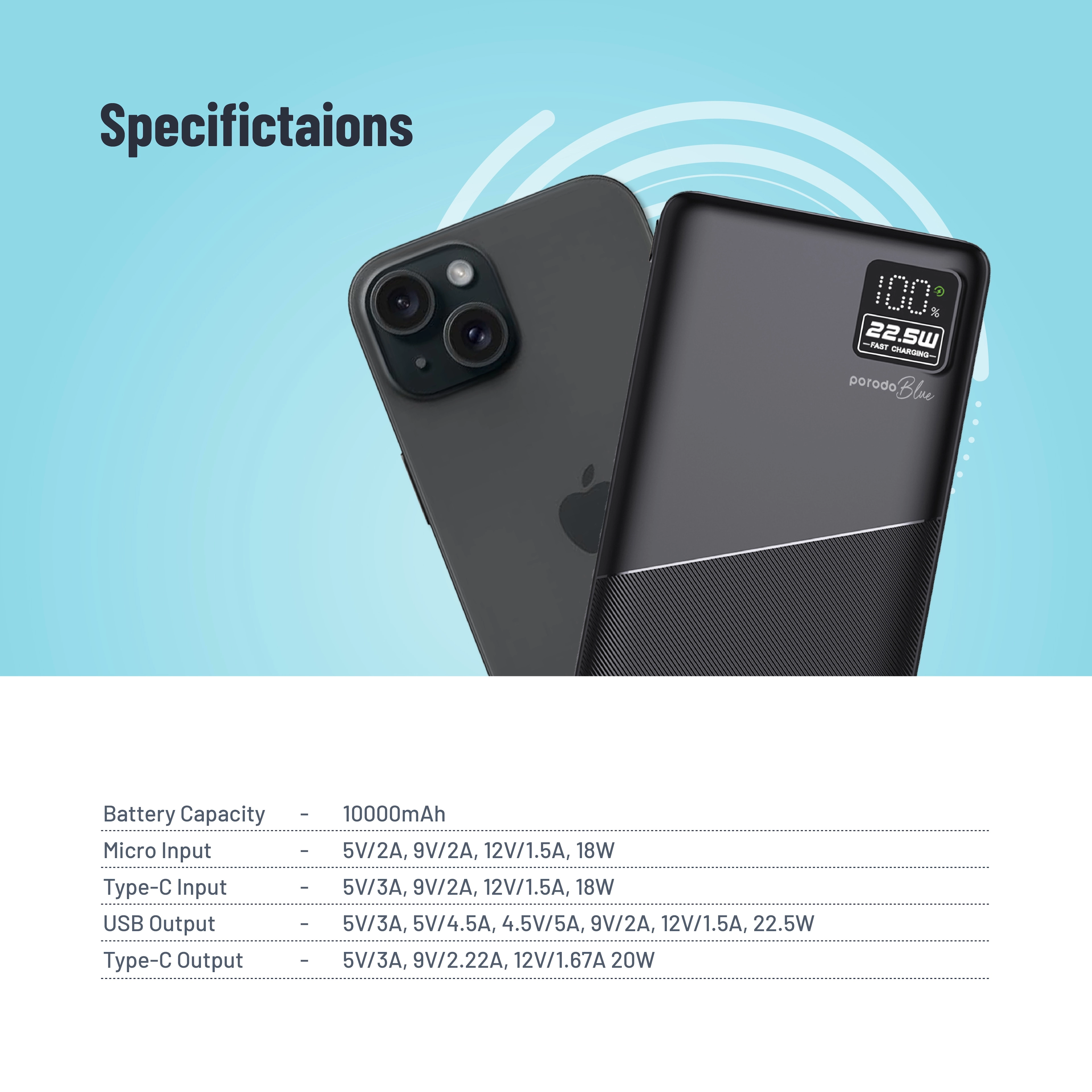 PD-PBFCH004-BK - 10000 mAh 20W