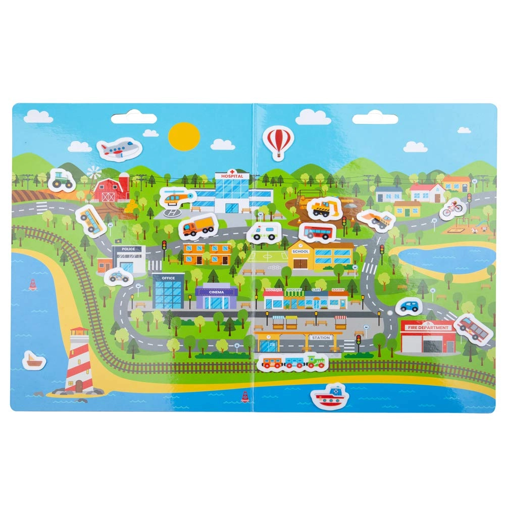 Bigjigs Toys Transport Town Sticker Book Washable Reusable