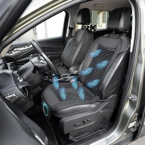 Beaded Cooling Car Seat Cover - Wooden Beads 12V Massage