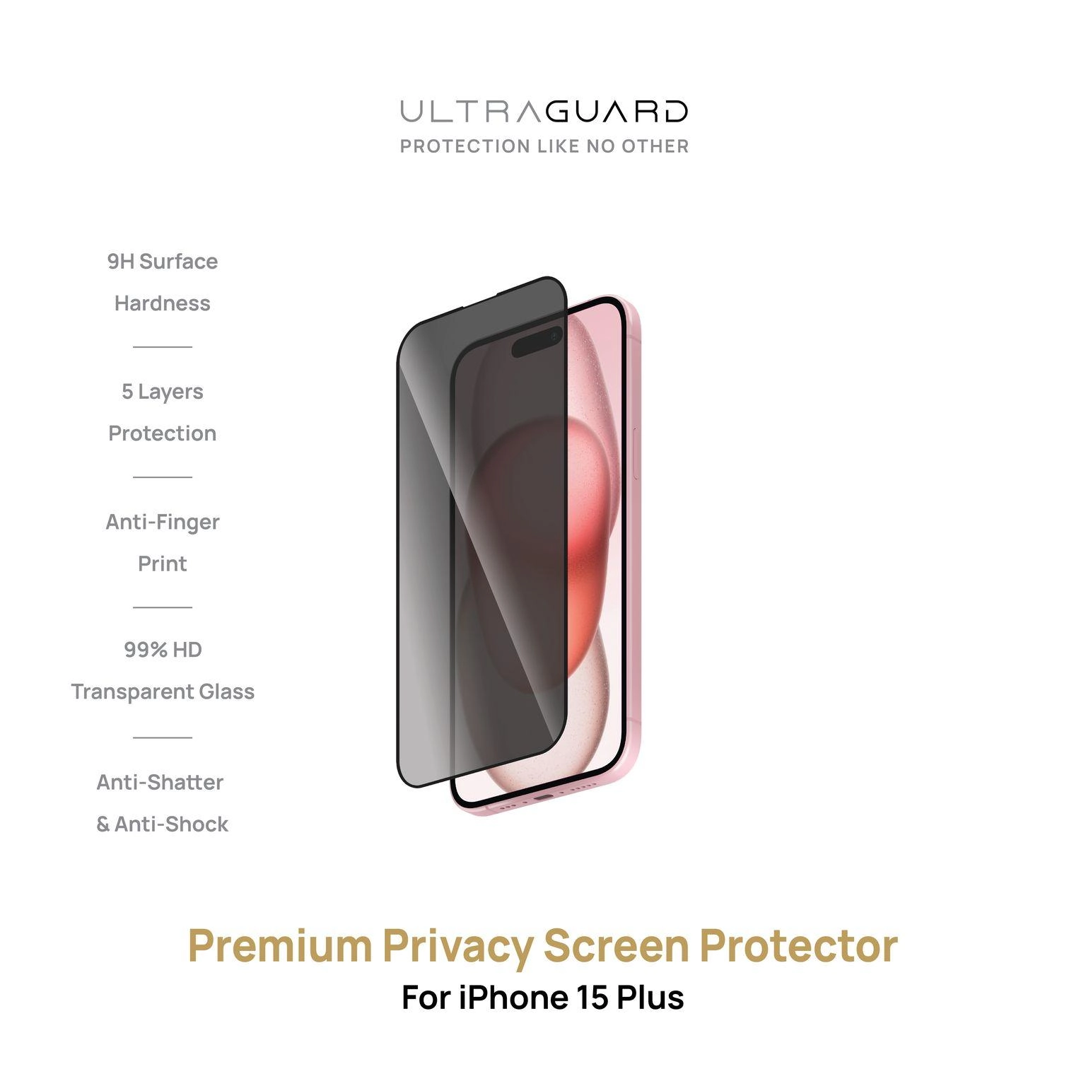 ULTRAGUARD Privacy Screen Protector For Iphone 15 Plus - Premium