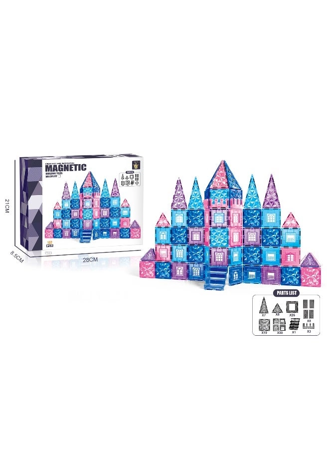 Magnetic Building Tiles Set - Castle-Themed 102-Piece
