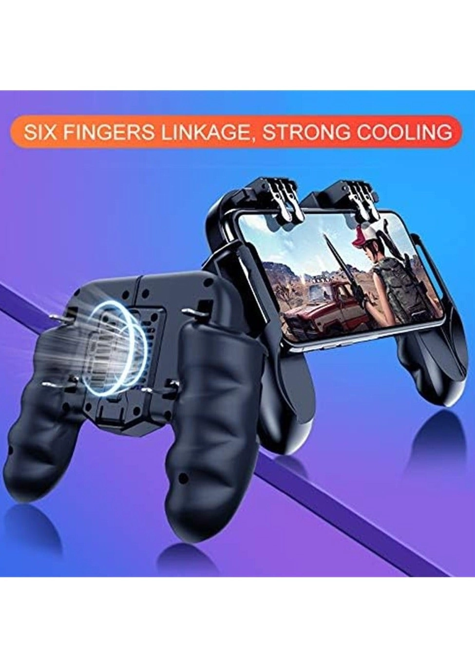 Mobile Game Controller - 4 Trigger Cooling Fan 6 Finger Operation