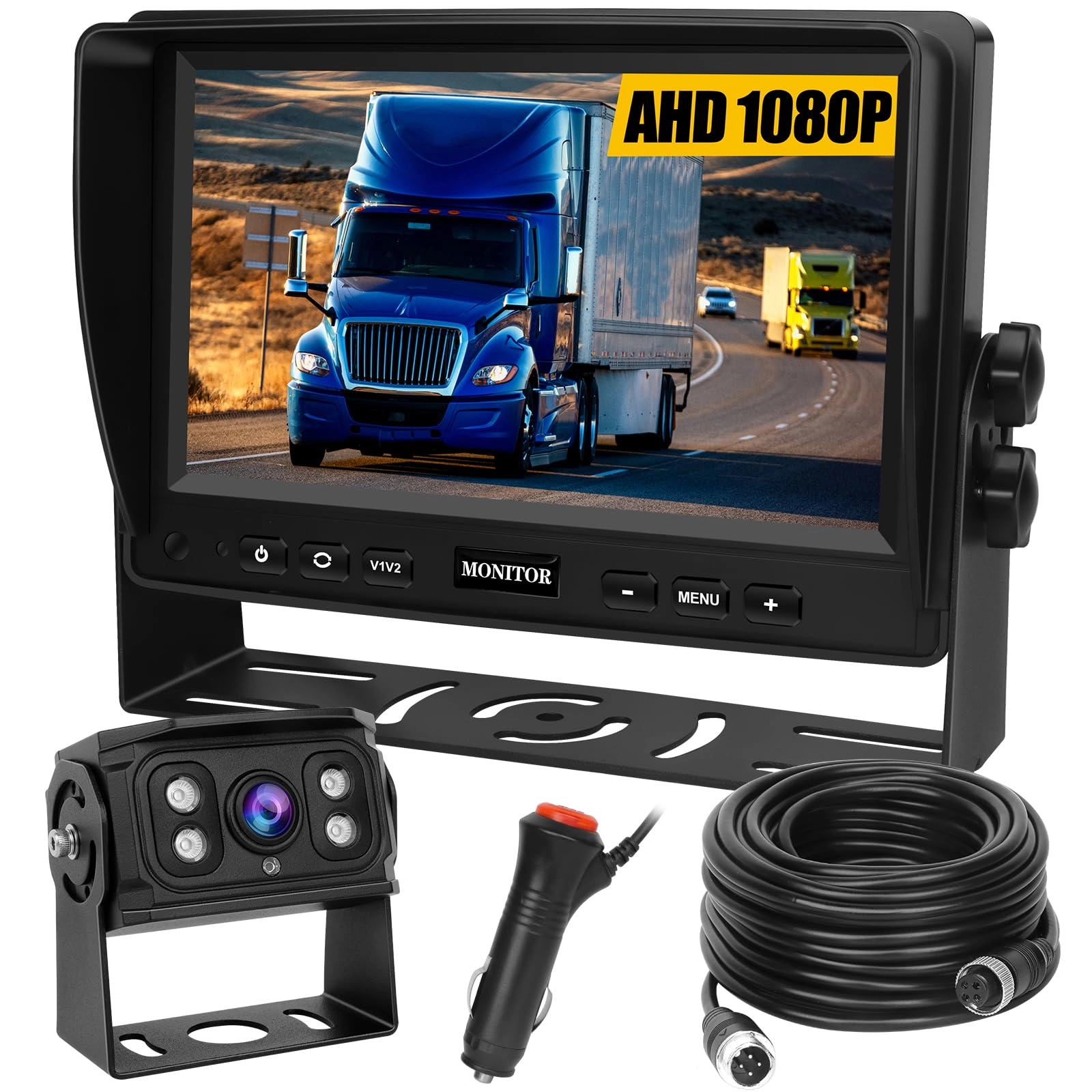 YEDDY LCD Monitor - 7 inch 1080P + Rear View Camera - 170° 4IR Night Vision