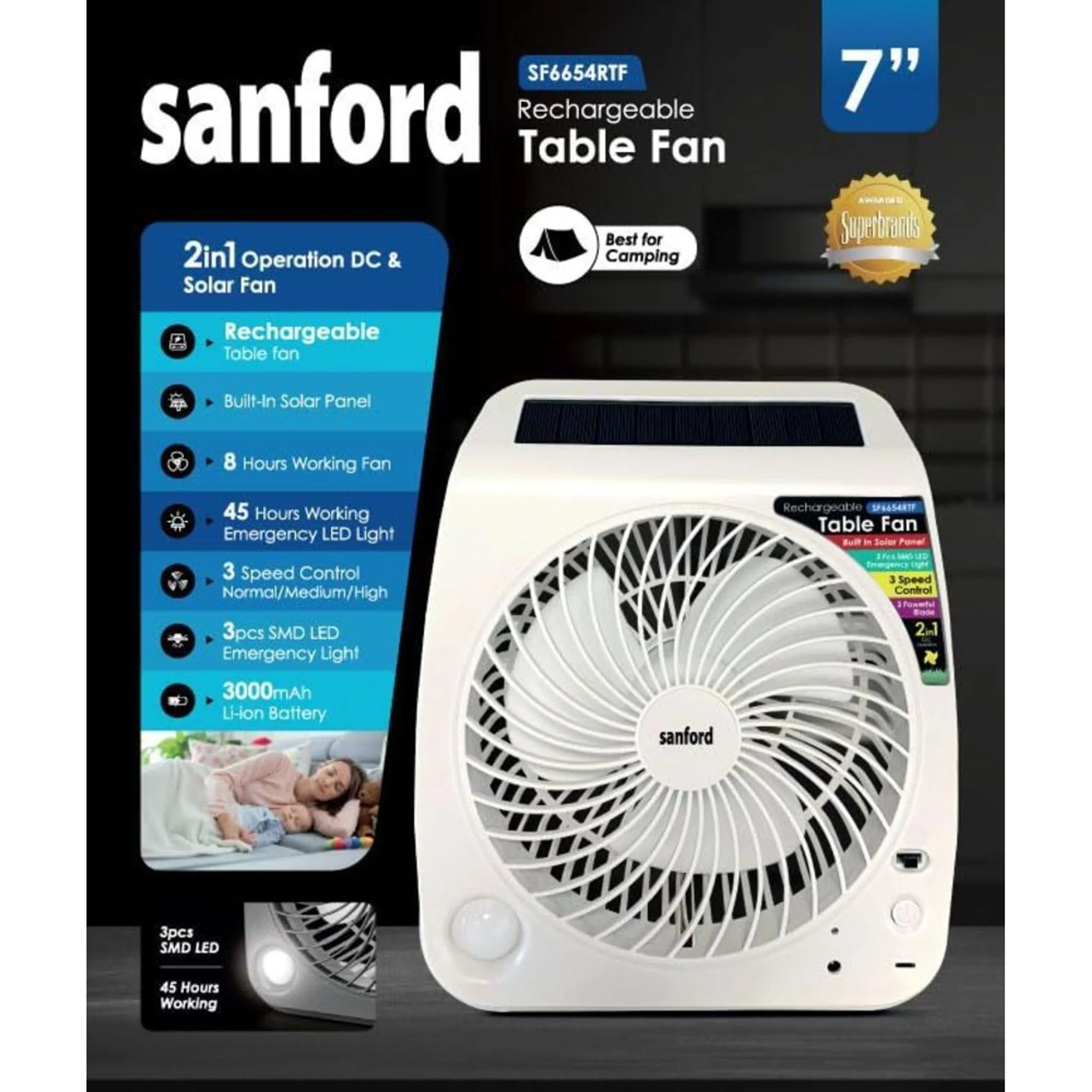 Rechargeable Table Fan - 7”