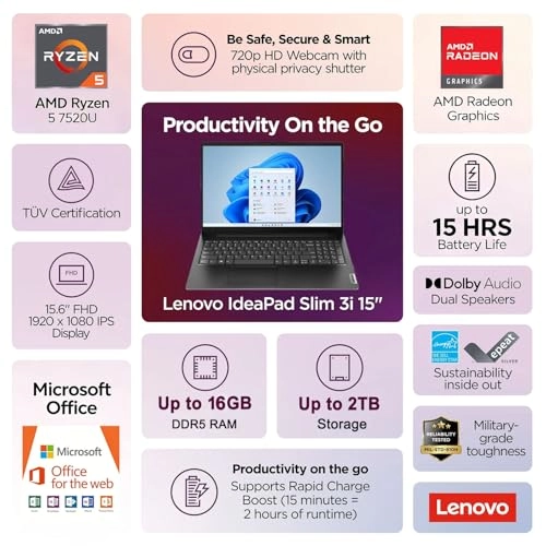 V15 - 15.6'' Ryzen 5-7520U 16GB DDR5 512GB SSD