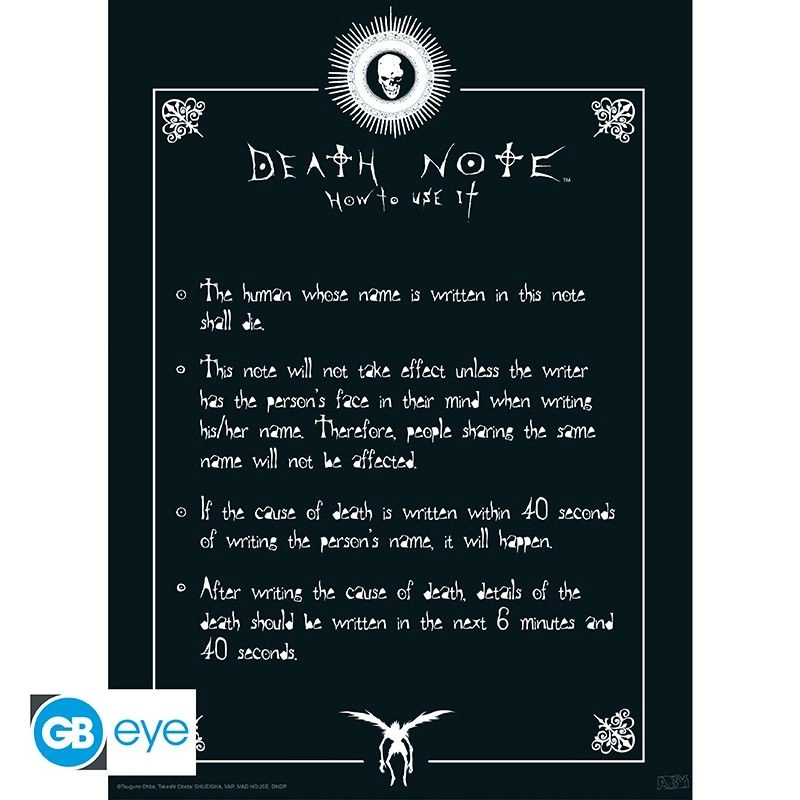 DEATH NOTE - Laminated paper 52 x 38cm