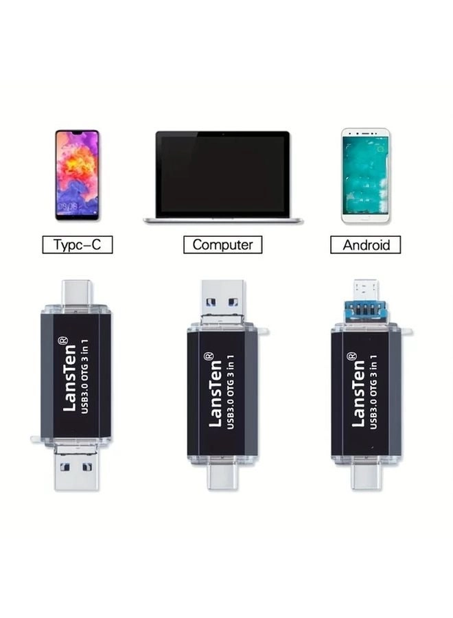 3 In 1 OTG Flash Drive - USB 3.0 Type-C Micro USB 32GB