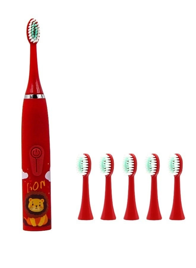 Ultrasonic Electric Children's Toothbrush - Super Soft Waterproof USB Charging 6 Heads