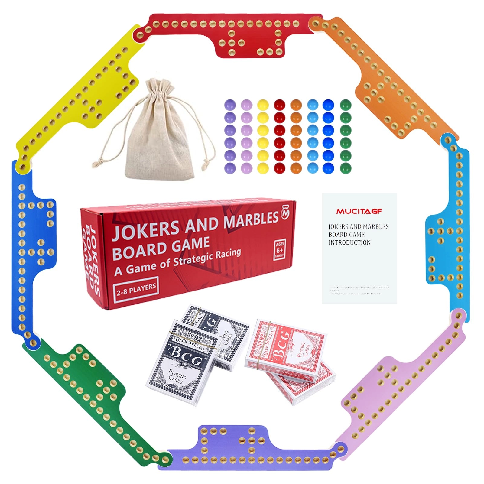 MUCITAGF Jokers and Marbles Board Game - English Kid 60