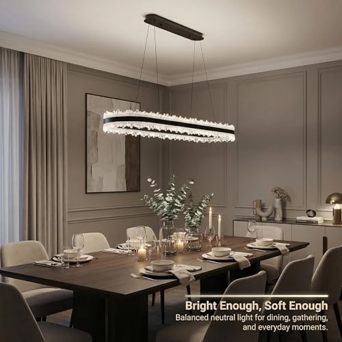 LED Ring Chandelier Oval - 3000K/4500K/6000K Stepless Dimming