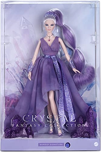 Barbie Crystal Fantasy Collection Amethyst Doll - Genuine Stone Necklace Ages 18+