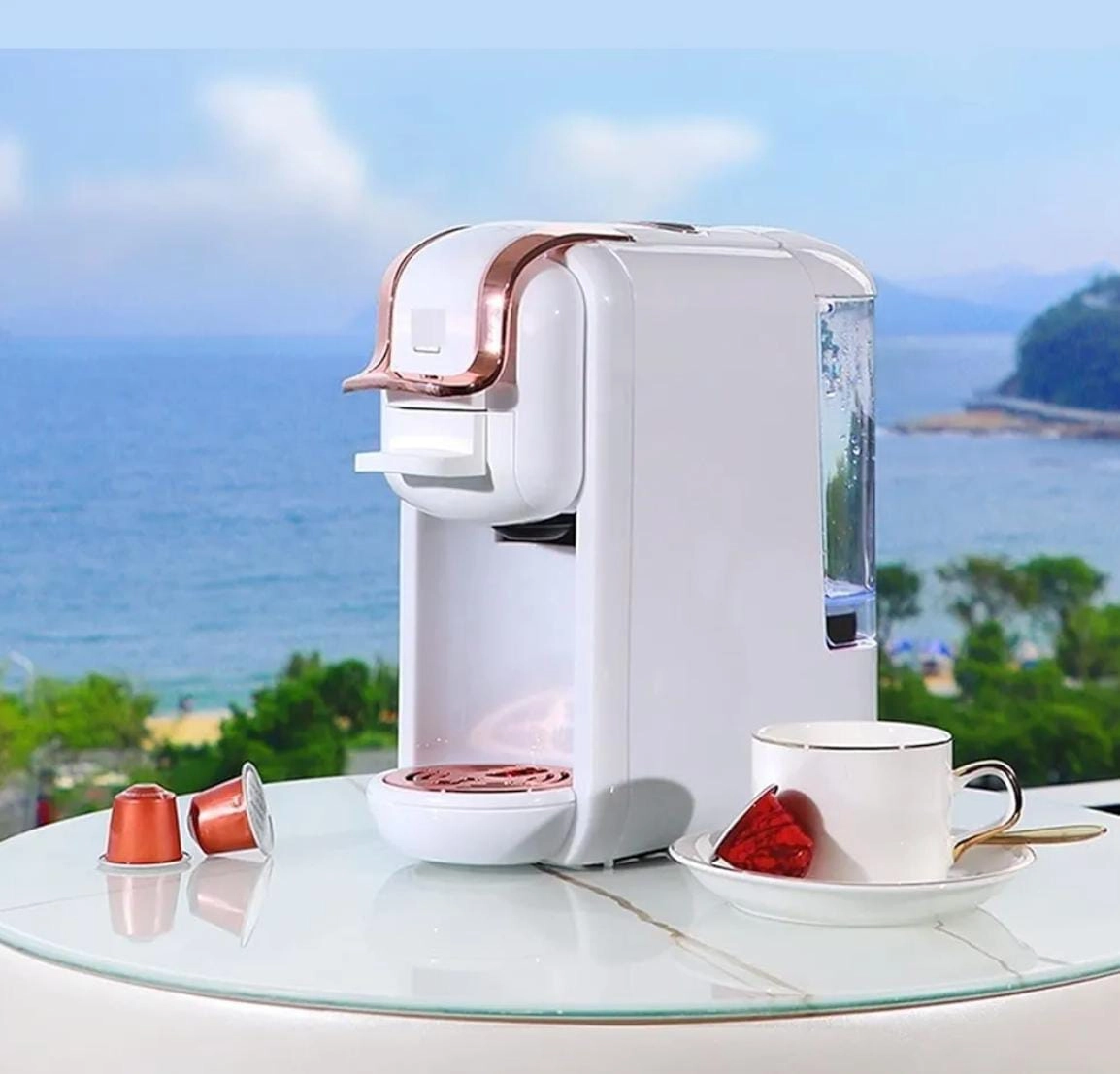 3 in 1 Capsule Coffee Machine - 19 Bar Hot & Cold Compatible with D Series Large Capsules