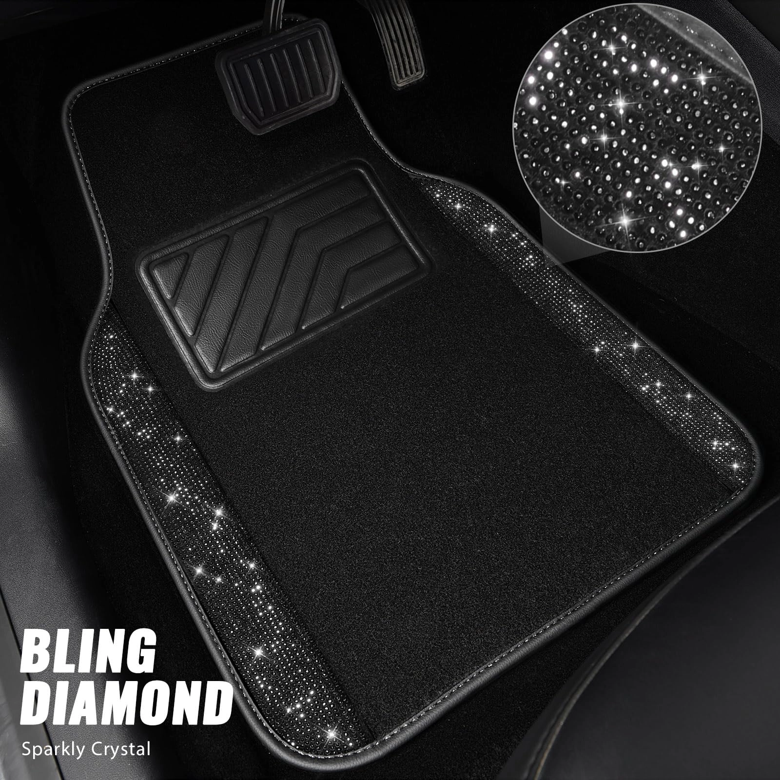 Bling Diamond Car Mats - 4.0 Count Universal Fit