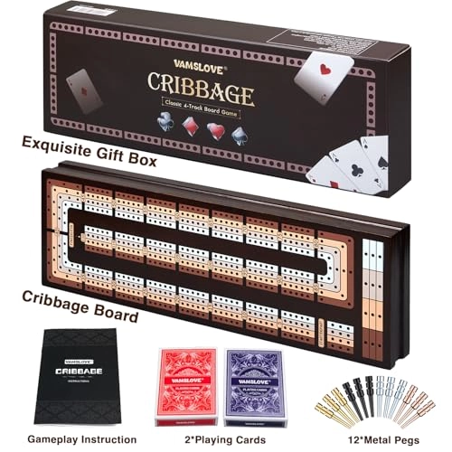 Cribbage Board - 4-Track Wooden Magnetic Scoreboard