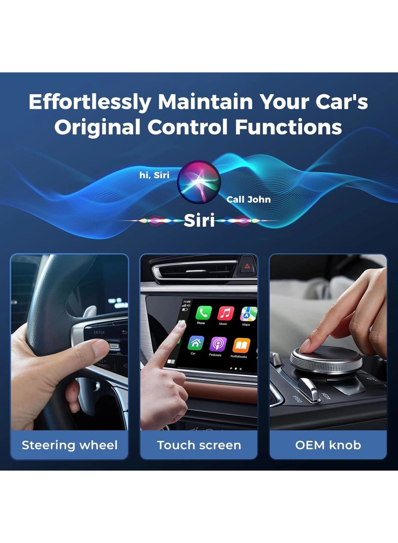 Wireless CarPlay Adapter - 2-in-1 Mini Plug and Play Low Latency