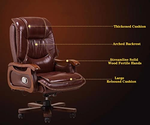 Desk Chair - PU Leather Brown High Back