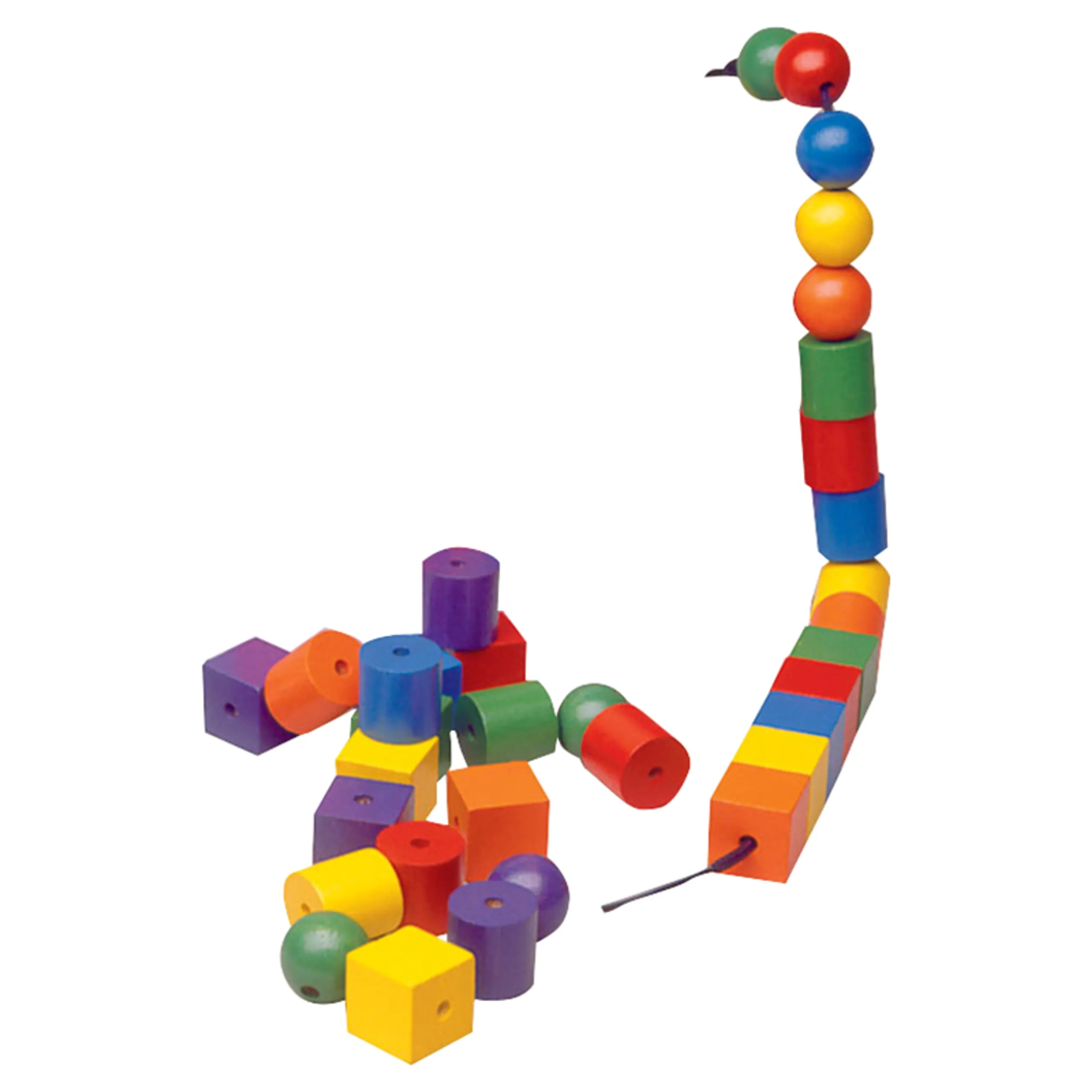 COMMOTION DISTRIBUTION Large Wooden Lacing Beads - 3 to 6 years 108 pieces