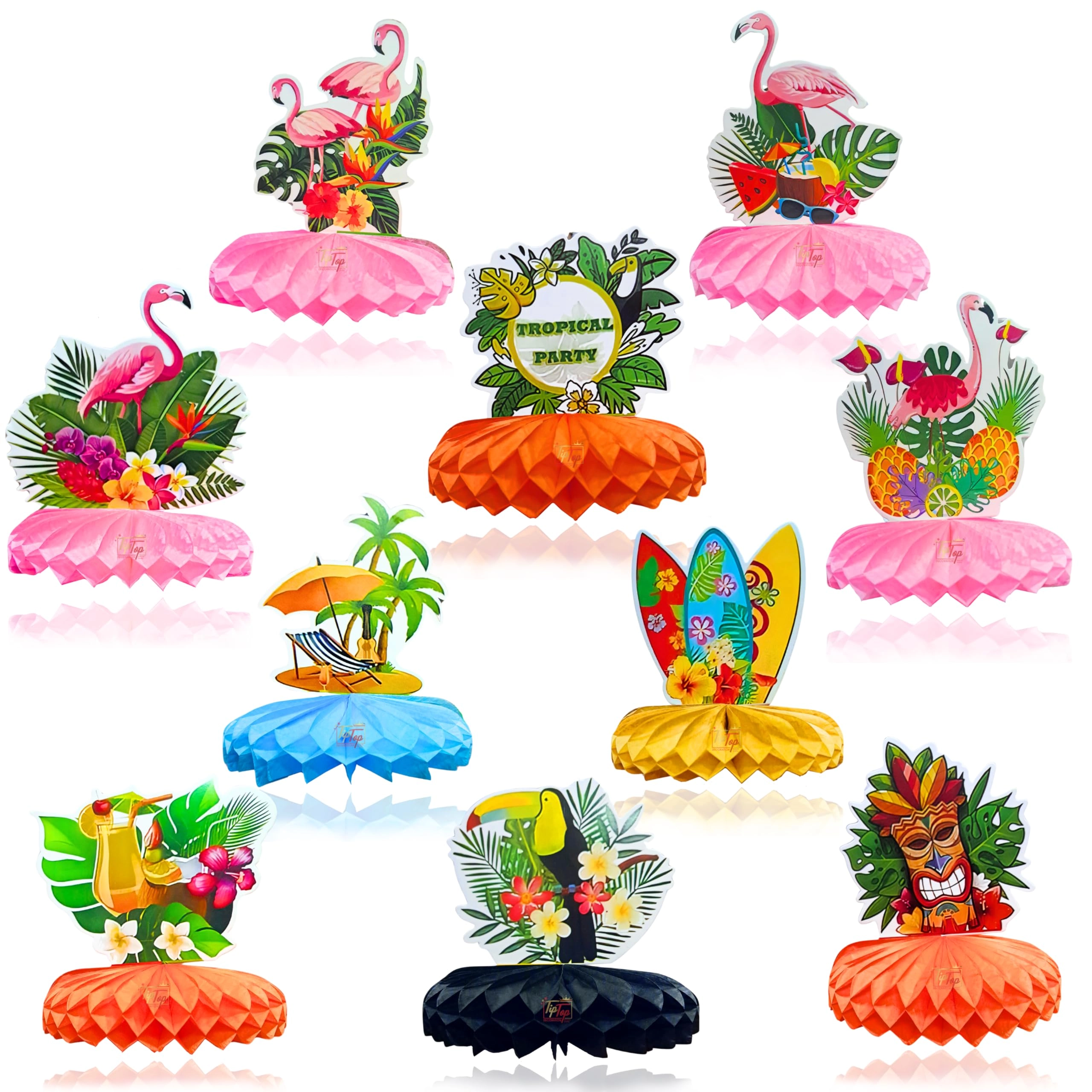 TIPTOP DECORATION, Mumbai, IN. Honeycomb Folding Centerpieces Table Topper - 6 pcs Hawaiian
