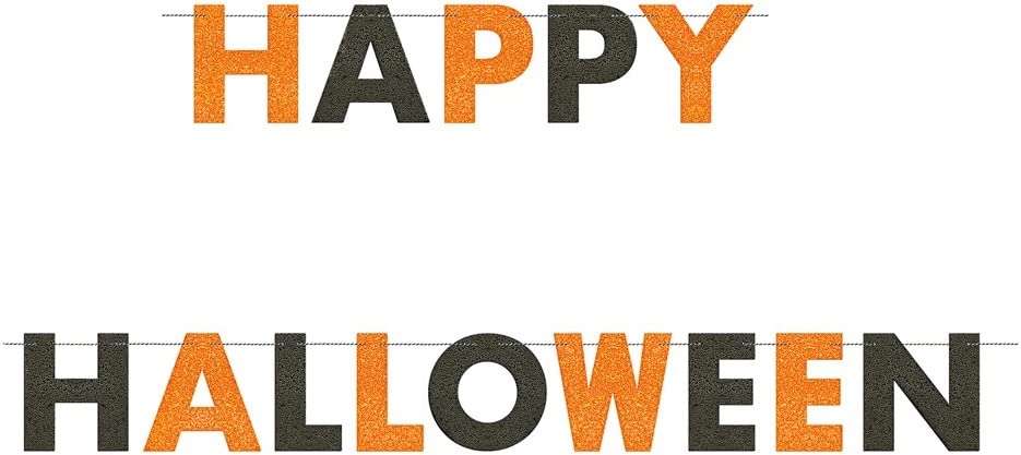 Unique Happy Halloween Glitter Banner - 1pc