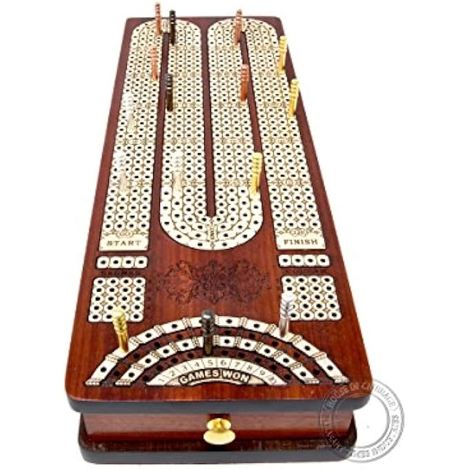Continuous Cribbage Board - 4 Track Inlaid in Wenge Wood/Maple