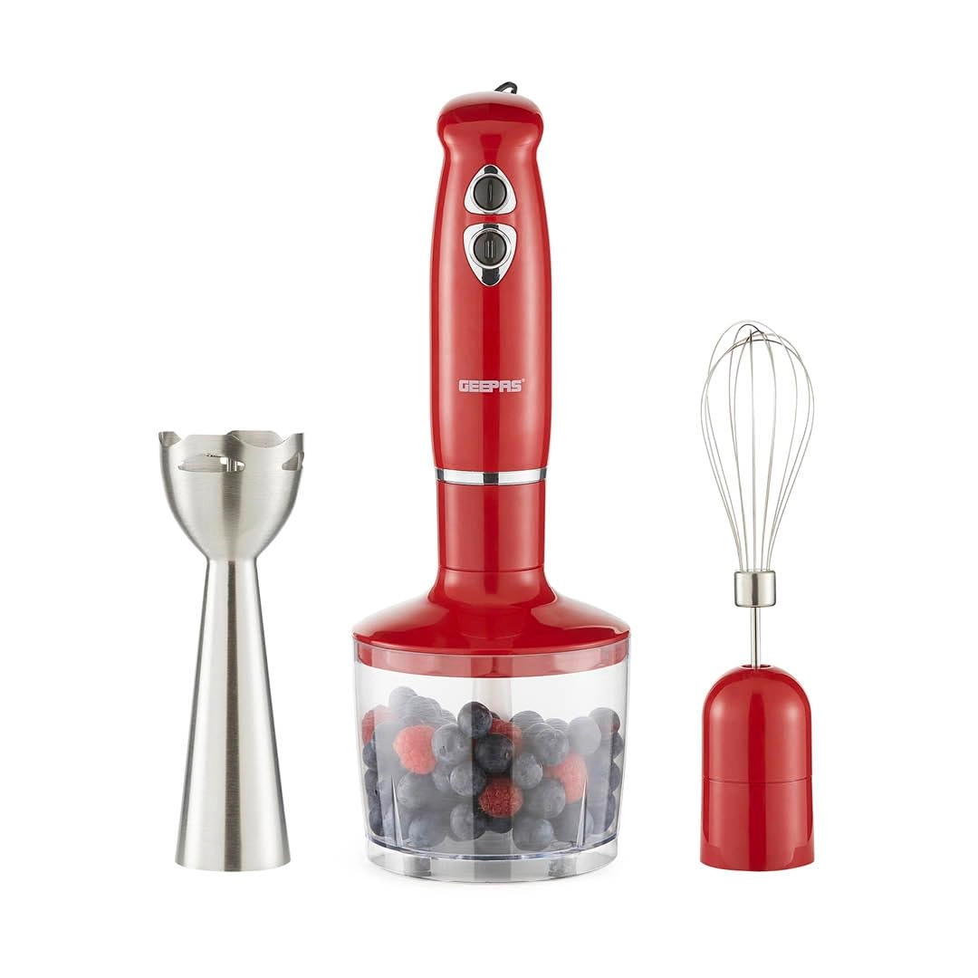 GEEPAS GHB6136 - 3-IN-1 Hand Blender Stainless Steel Blades 2 Speeds