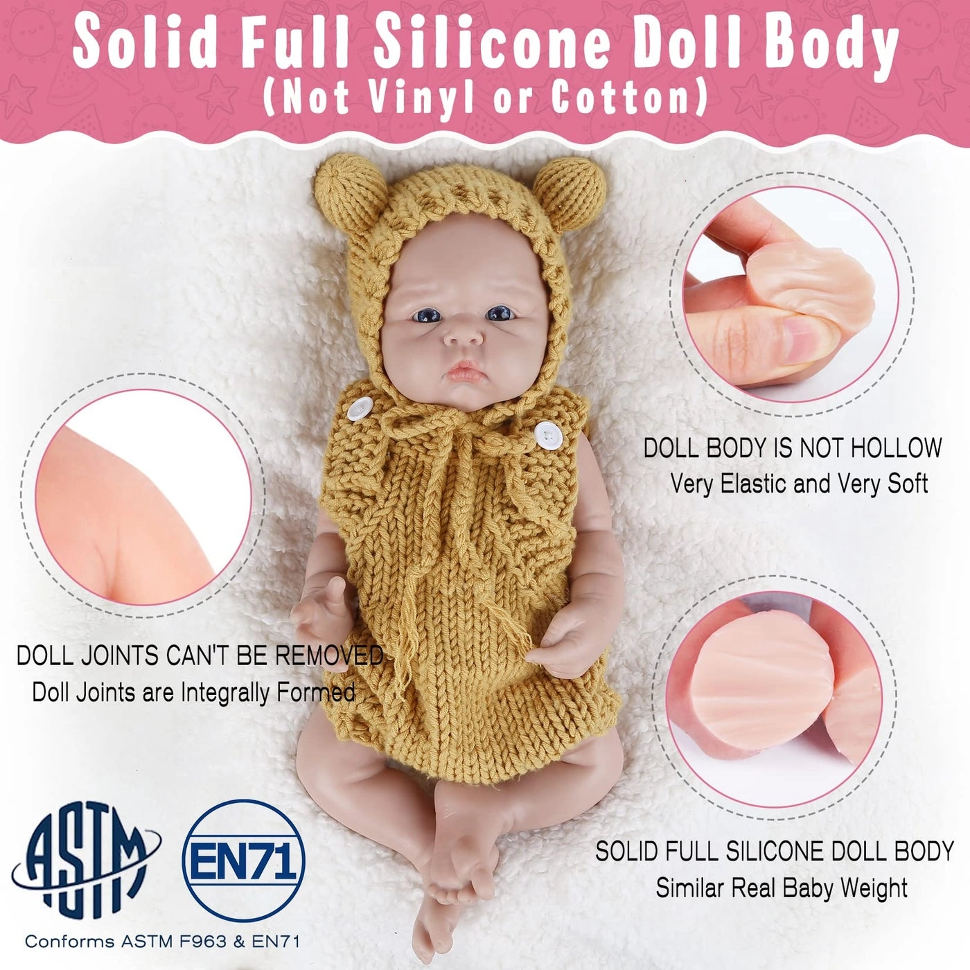 Reborn Baby Doll - 19 inch Silicone Boy Ages 3+