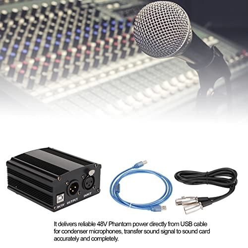48V Power Supply USB+XLR Microphone with XLR 3 Pin Cable and USB Cable