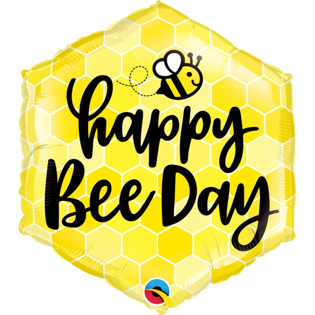 Party Zone Shape Hexagon Happy Bee Day Foil Balloon - 20 Inch Yellow