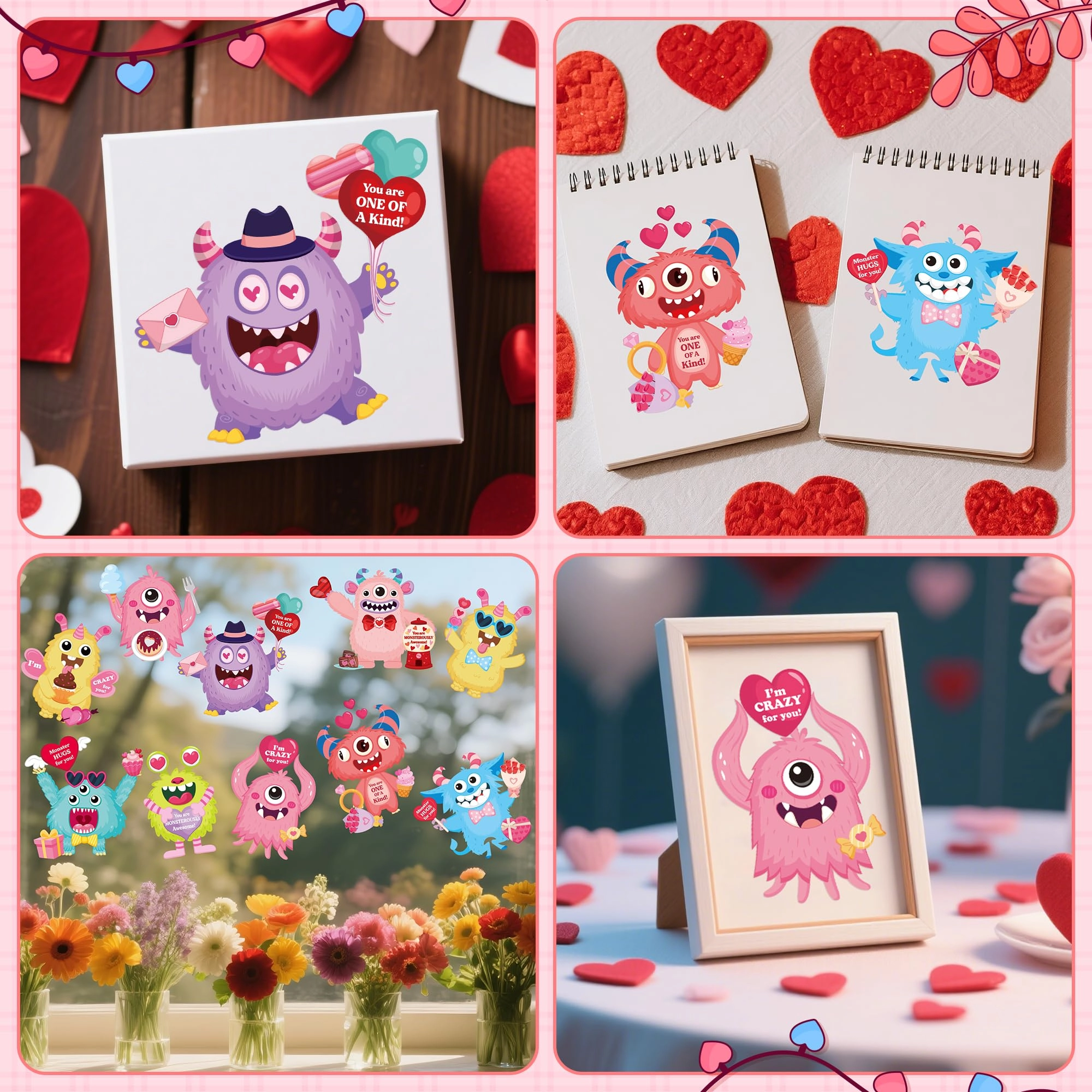 Valentines Monster Sticker Book 40 pcs