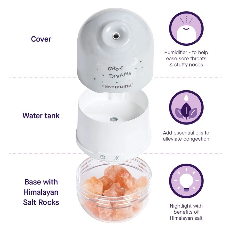 Clevapure Salt Lamp - 3-in-1 humidifier air purifier aromatherapy diffuser
