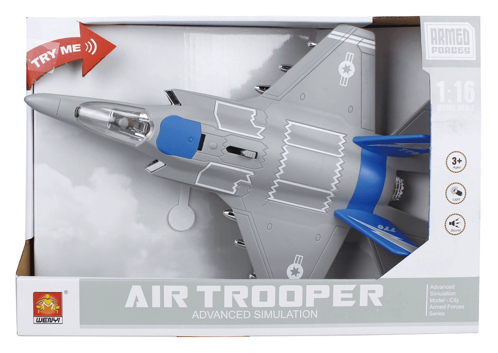 Galaxy Toys Armed Forces Air Trooper Fighter Jet - Blue Suitable for 3 years & above