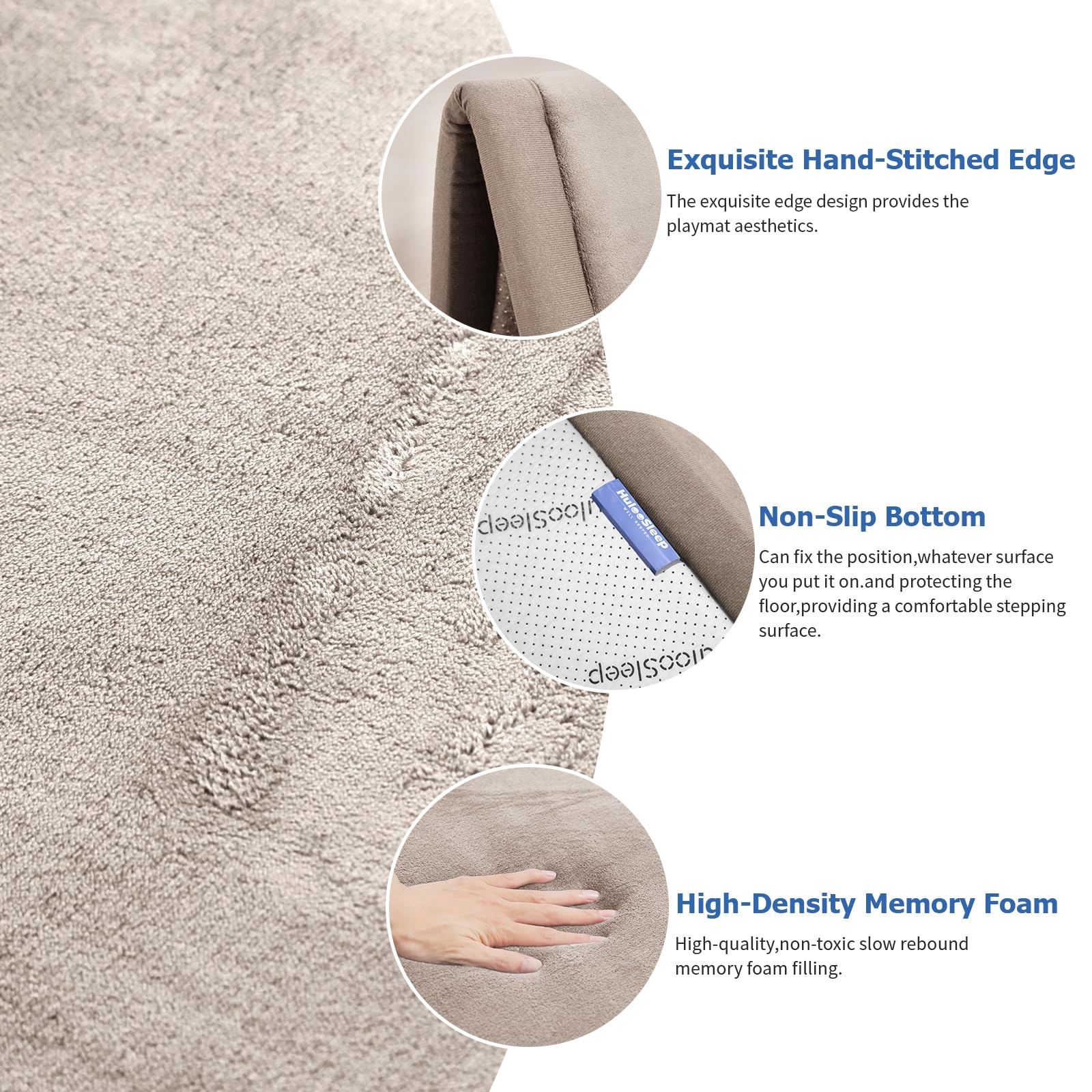 Baby Activity Play Mat - 79"x118" 1.3" Thick Cream