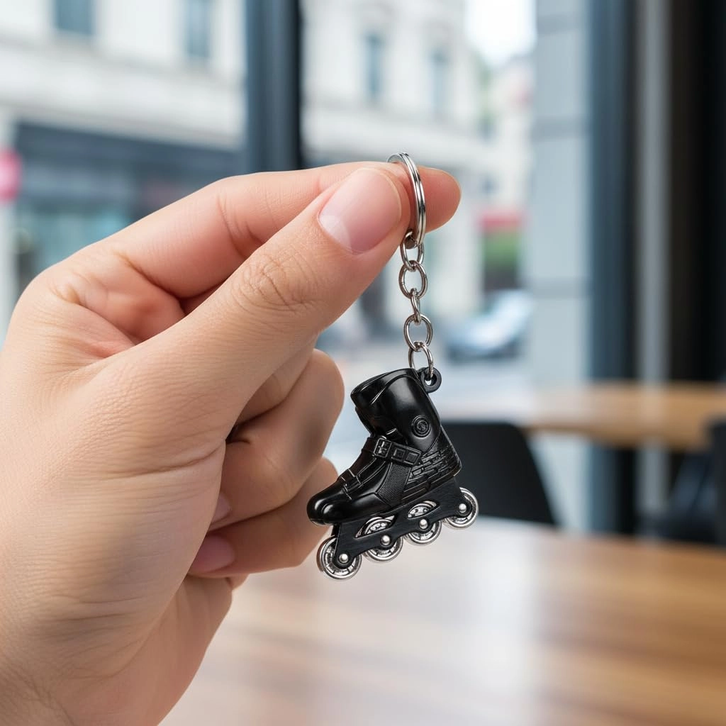 Roller Skating Keyring - Black Bag Charm