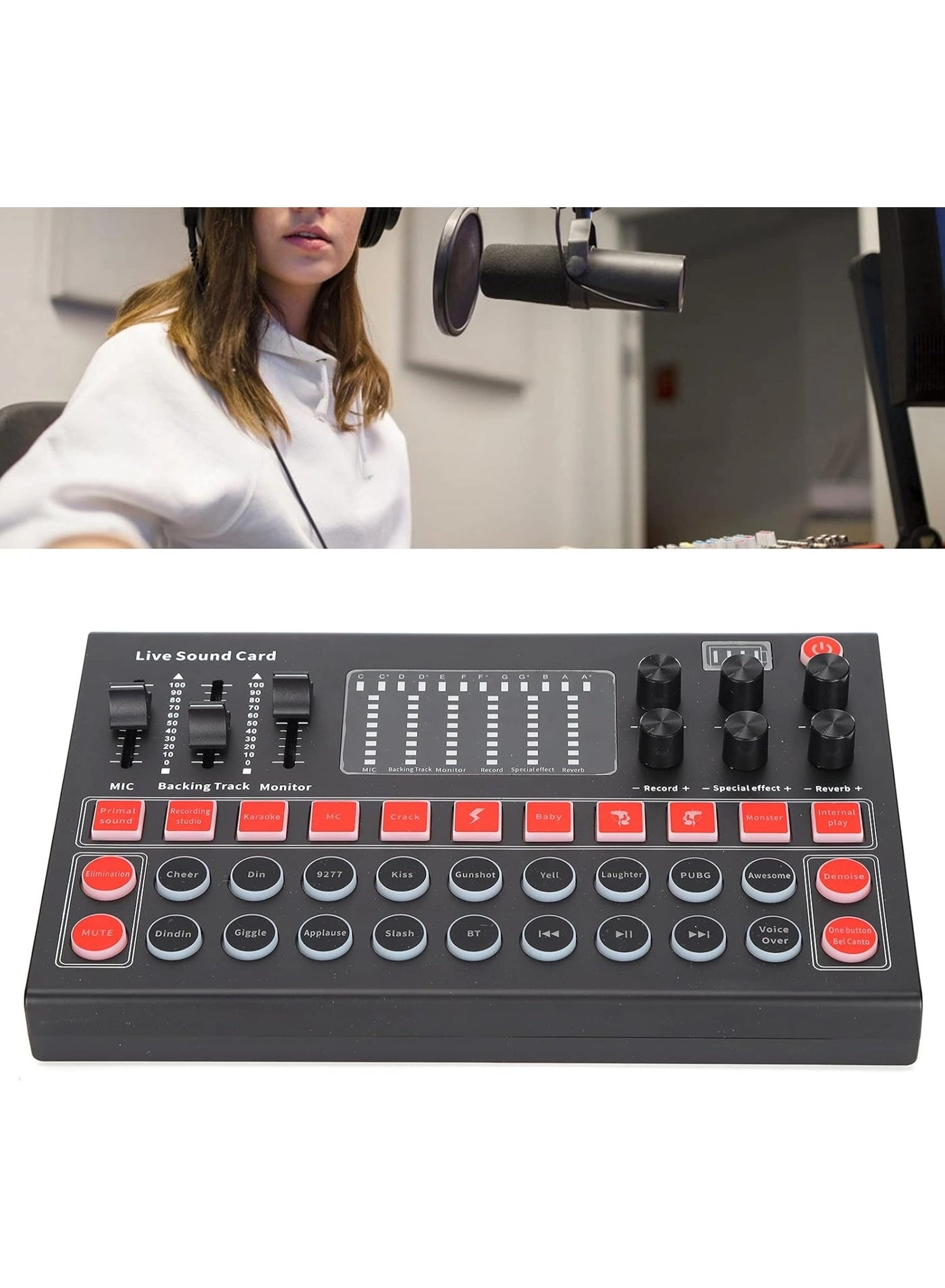 Professional Live Sound Card - High-Fidelity Audio Mixer for Streaming