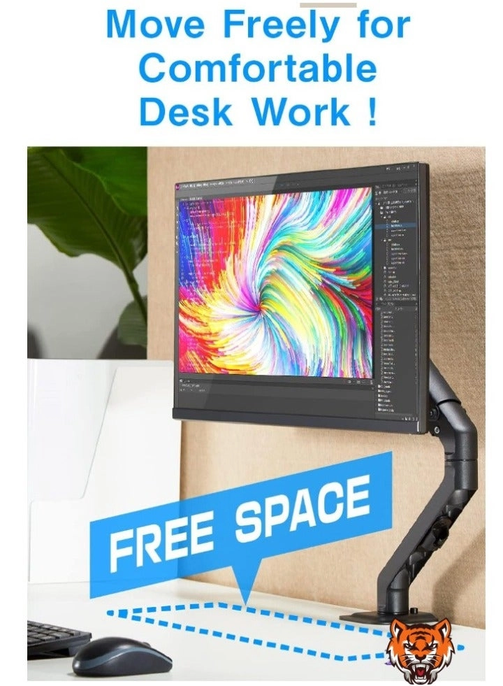 Single Monitor Mount - Gas Spring Full Motion 17-27 Inch