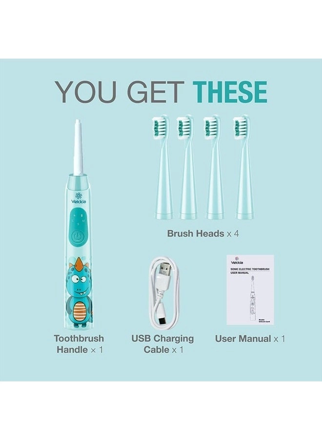 Sonic Rechargeable Kids Electric Toothbrush - 3 Modes 24000 Strokes IPX7 Waterproof