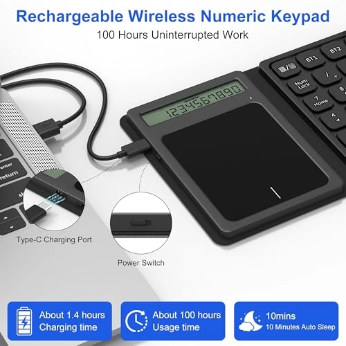 3-in-1 Number Pad - Bluetooth Rechargeable Touchpad
