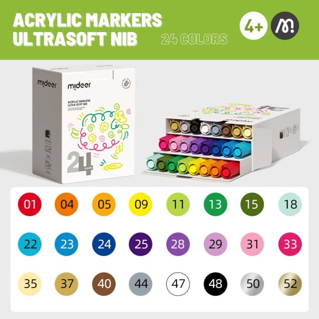 Round Nib Acrylic Markers - Multi Colour Round Nib