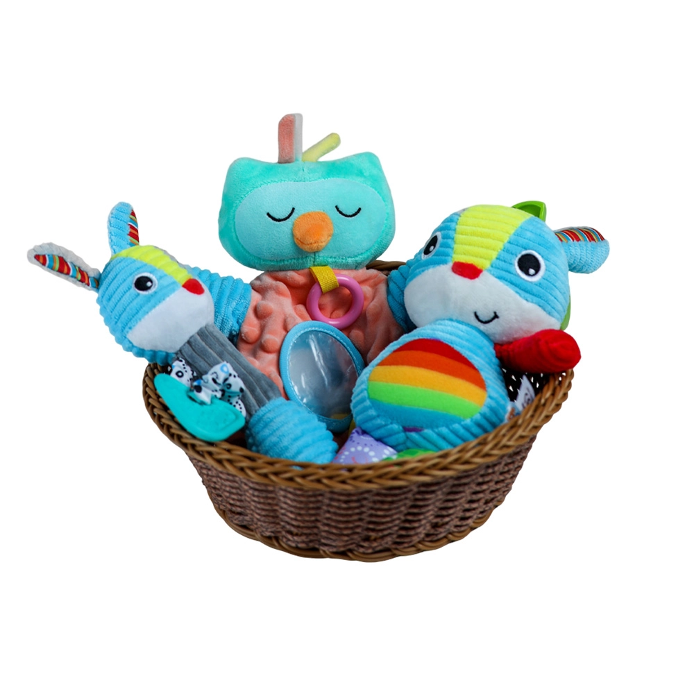 Esabela We Stitch Luv Rabbit Rattle + Vibrate and Voice Rabbit Toy + Owl Hand Puppet - 0 month