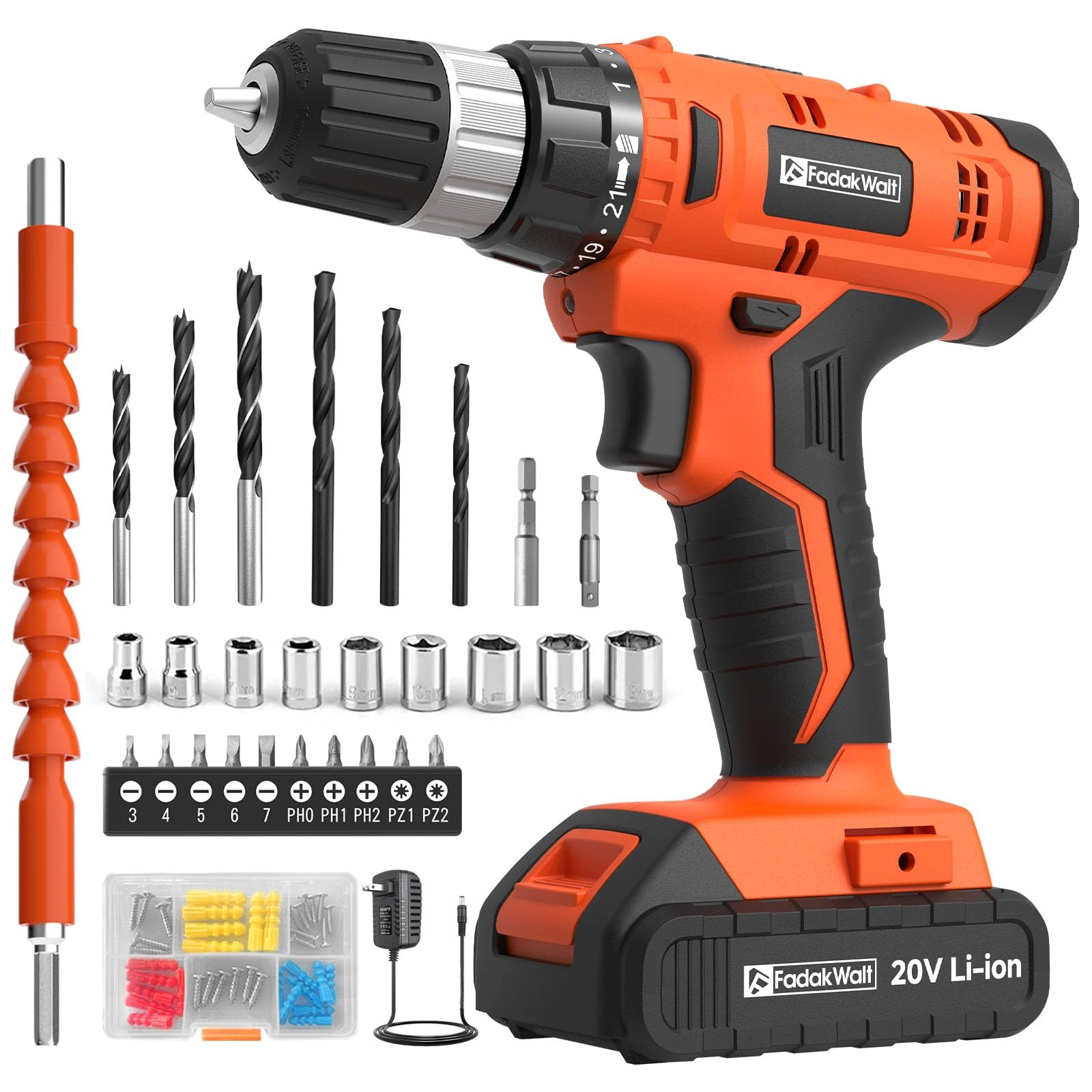 Cordless Drill Set - 2 Amp Hours 20 Volts